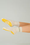 MeliCrew Cream Sage Pilates grip socks by Melisoles