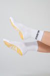 MeliCrew White Pilates grip socks by Melisoles