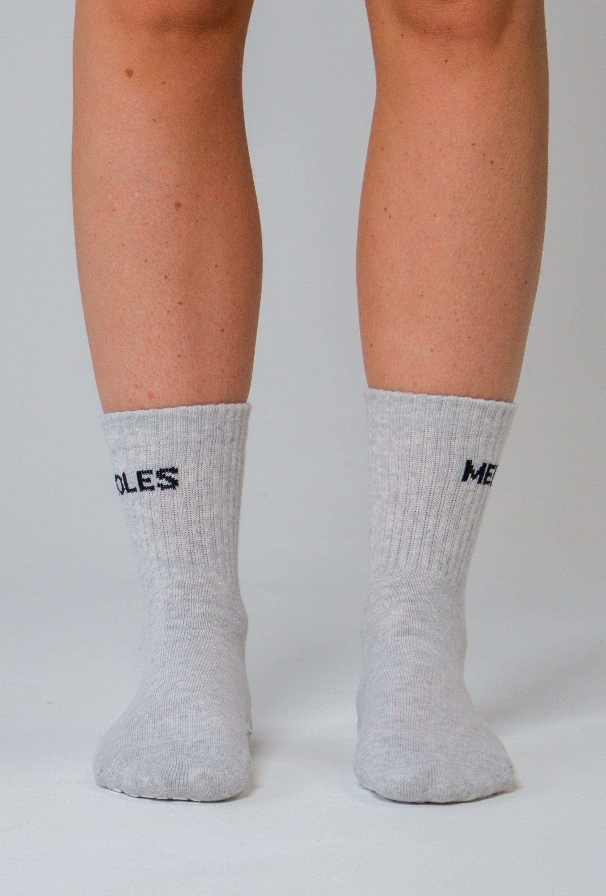 MeliCrew Grey Marl Pilates grip socks by Melisoles