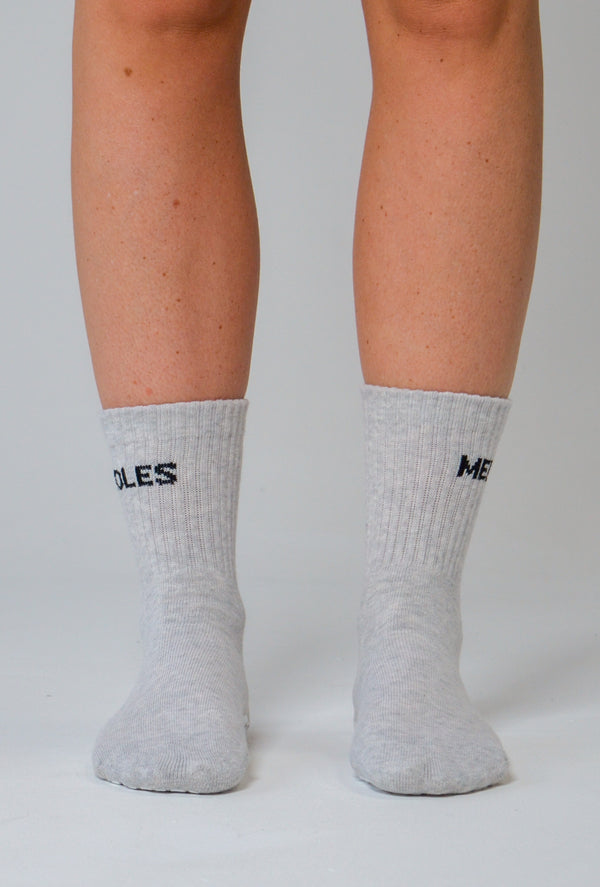 MeliCrew Grey Marl Pilates grip socks by Melisoles