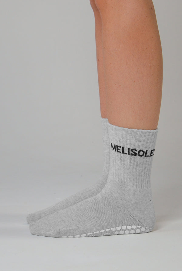 MeliCrew Grey Marl Pilates grip socks by Melisoles