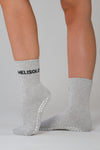 MeliCrew Grey Marl Pilates grip socks by Melisoles
