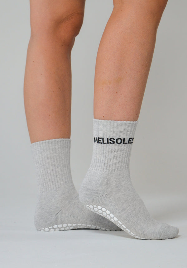 MeliCrew Grey Marl Pilates grip socks by Melisoles