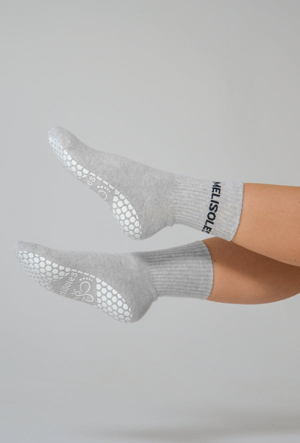 MeliCrew Grey Marl Pilates grip socks by Melisoles