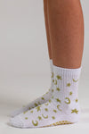 Celestial Gold Pilates grip socks by Melisoles