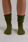 Fonda Slouch Olive Green Pilates grip socks by Melisoles