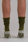 Fonda Slouch Olive Green Pilates grip socks by Melisoles