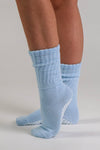 Fonda Slouch Blue Azure Pilates grip socks by Melisoles