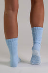 Fonda Slouch Blue Azure Pilates grip socks by Melisoles
